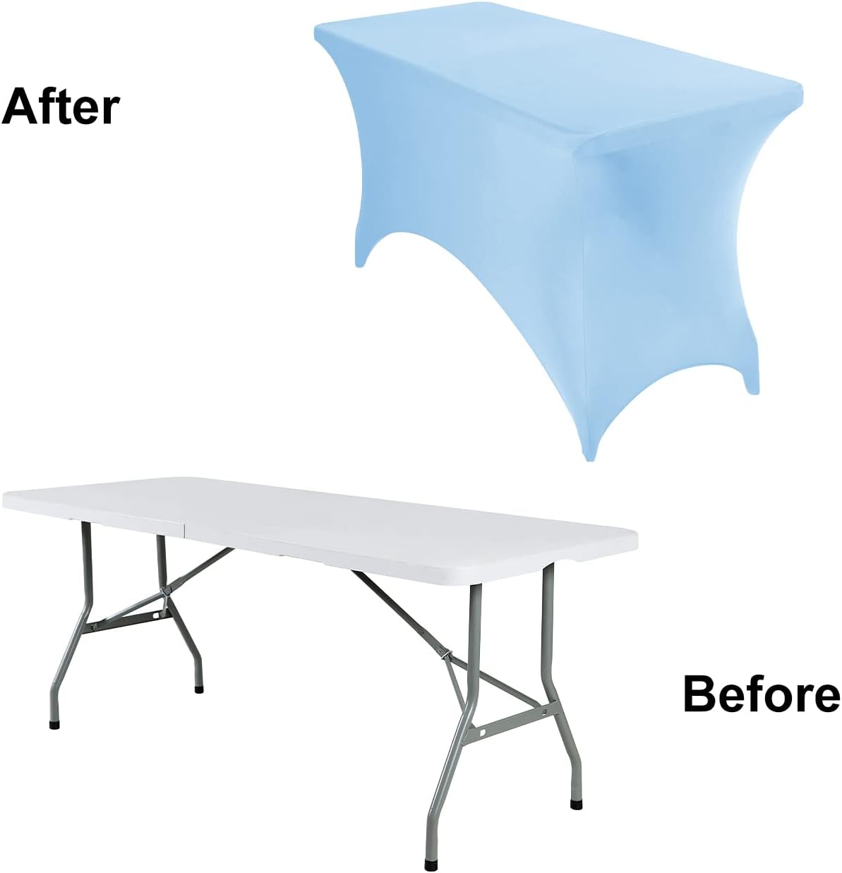 4Pack Spandex Waterproof Table Covers 4ft，Spandex 4ft Waterproof Table Cover for Party,Wedding, Banquet, and Events(Blue Mist)