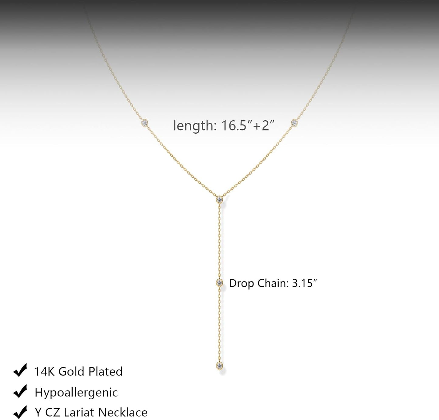 Lariat Gold Necklace for Women, Dainty Long Necklace 14k Gold Plated/Silver Y-Shaped Layered Beaded Chain Drop Necklaces for Women Trendy Simple Gold Jewelry for Women Gifts