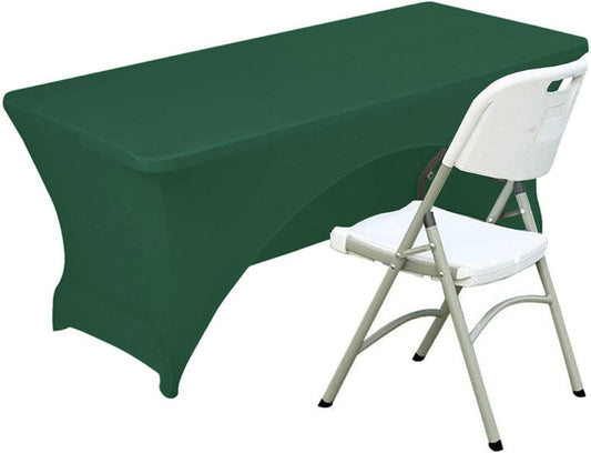 Spandex Table Cover 8 ft. Fitted Polyester Tablecloth Stretch Table Cover Table Topper Open Back - Emerald Green