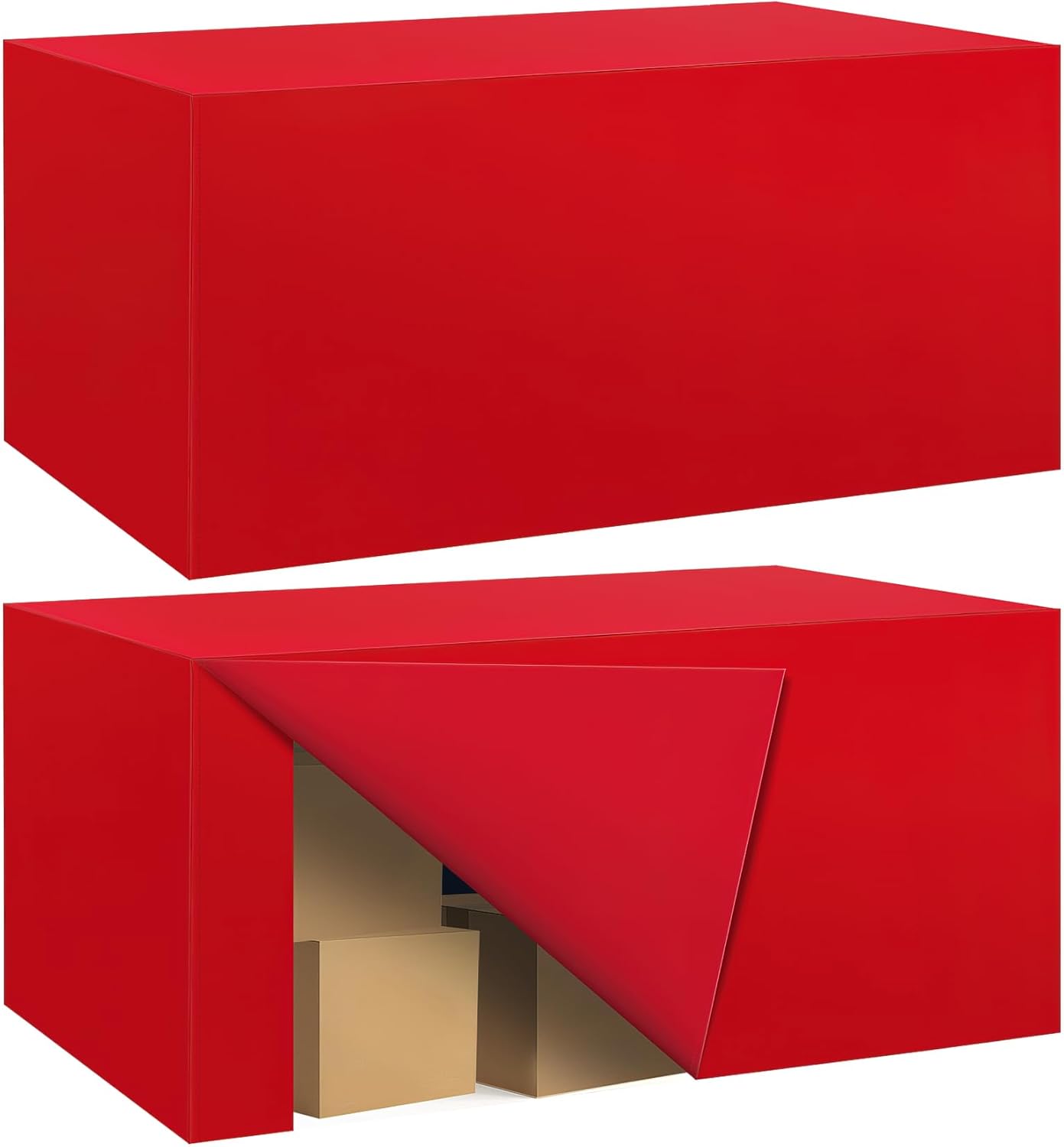 Ascoza 2 Pack Fitted Tablecloth for 6 Foot Rectangle Tables 72 x 30 Inch Red Table Covers Water Resistant Polyester Table Cloth for Wedding, Parties,Display, Trade Show (Red)