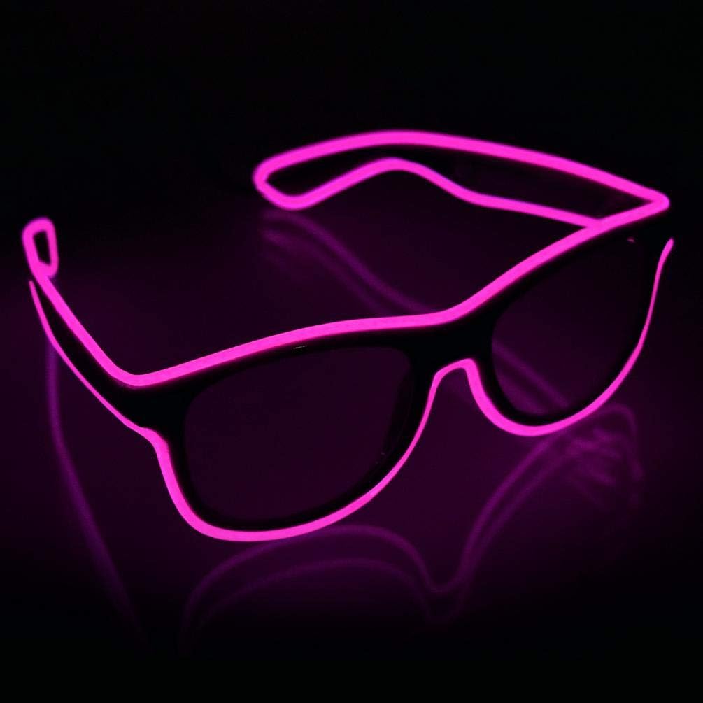 YouRfocus Wireless LED Light Up Glasses Glow in the Dark Neon Rave Glasses for Rave Party, EDM, Halloween, Christmas (Pink)