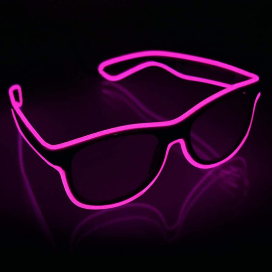 YouRfocus Wireless LED Light Up Glasses Glow in the Dark Neon Rave Glasses for Rave Party, EDM, Halloween, Christmas (Pink)