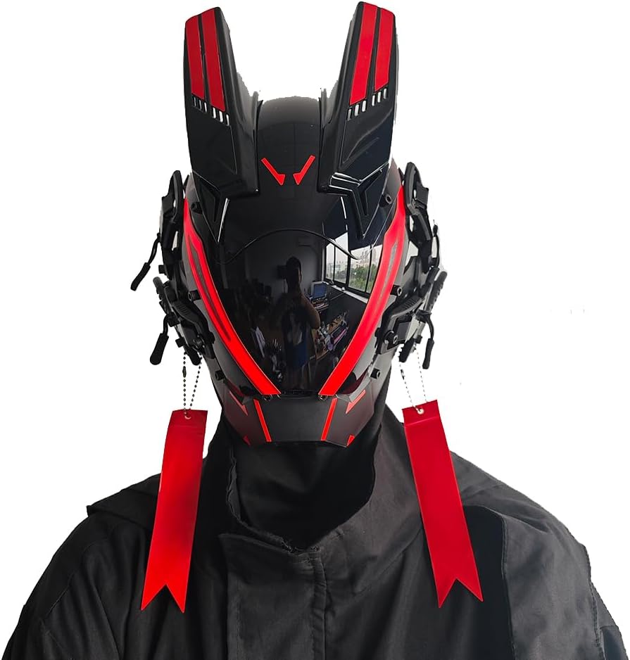 KYEDAY Punk Mask for Men,LED Mask for Women,Futuristic Punk Techwear, Cosplay Halloween Fit Party Music Festival Accessories