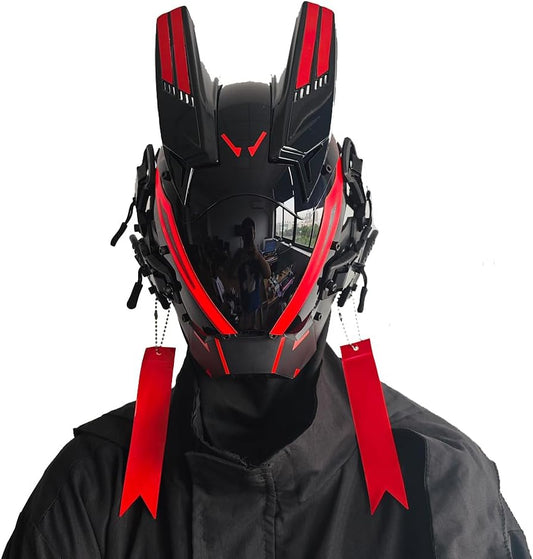 KYEDAY Punk Mask for Men,LED Mask for Women,Futuristic Punk Techwear, Cosplay Halloween Fit Party Music Festival Accessories