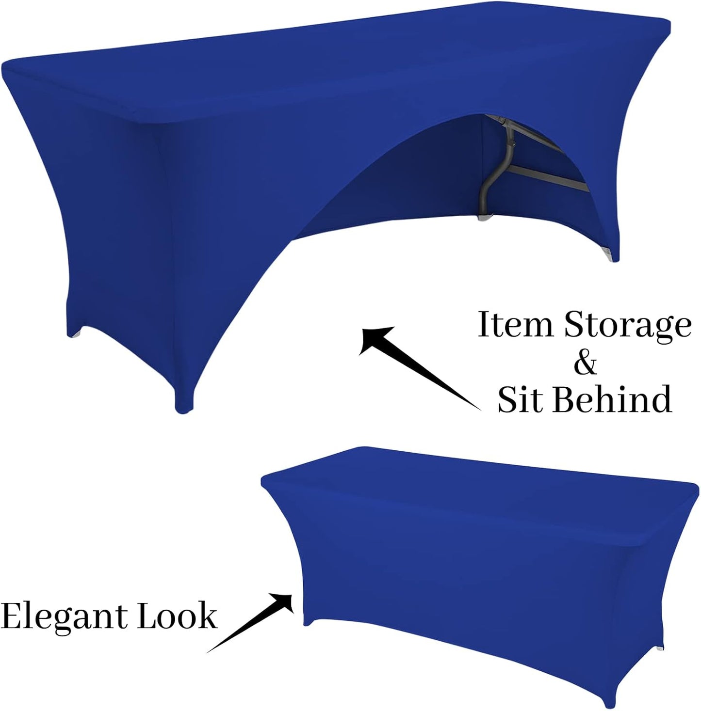 Spandex Table Cover 6 ft. Fitted Polyester Tablecloth Stretch Table Cover Table Topper Open Back - Royal Blue
