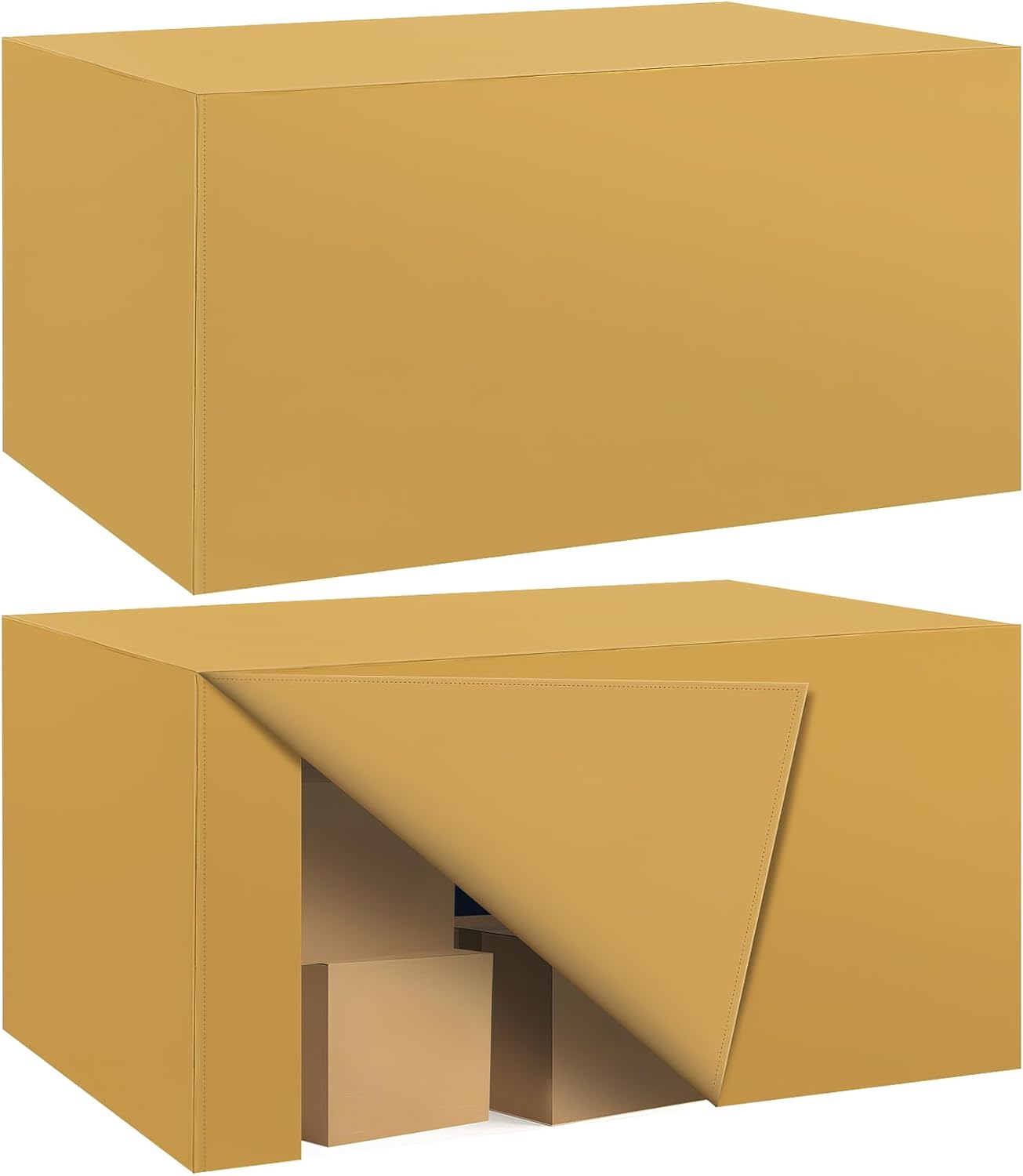 Ascoza 2 Pack Fitted Tablecloth for 4 Foot Rectangle Tables 48 x 24 Inch Gold Table Covers Water Resistant Polyester Table Cloth for Wedding, Parties,Display, Trade Show (Gold)