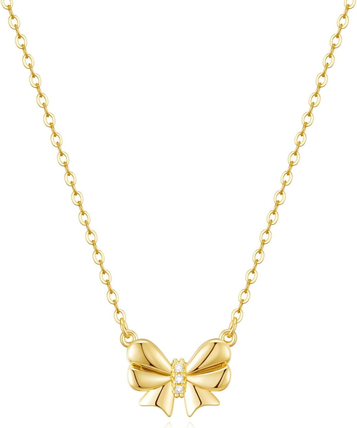 Stocking Stuffers for Women Dainty Bow Necklace 14K Gold Plated Cute Choker Small Pendant Charm Necklaces Teen Gift Trendy Stuff Personalized Jewelry Christmas Gifts
