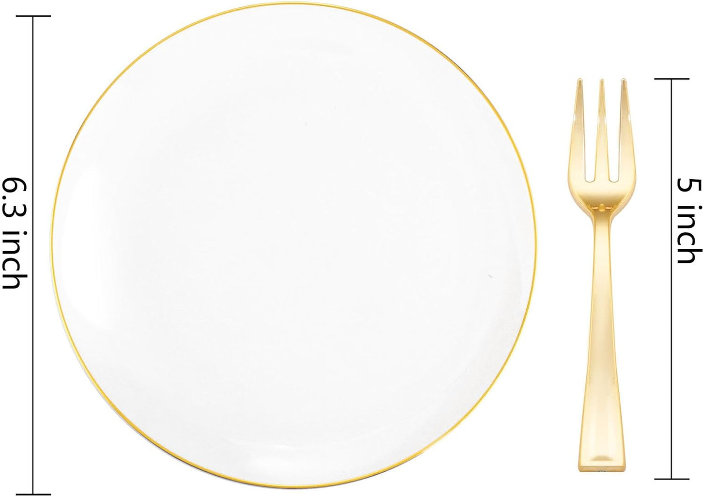 Festiva 400Pcs Gold Dessert Plates 6.3" with Forks 5"- 200PCS Small Disposable Dessert/Cake/Appetizer Plates and 200PCS Forks - Serve 200 Guests for Wedding Party&Thanksgiving&Birthday