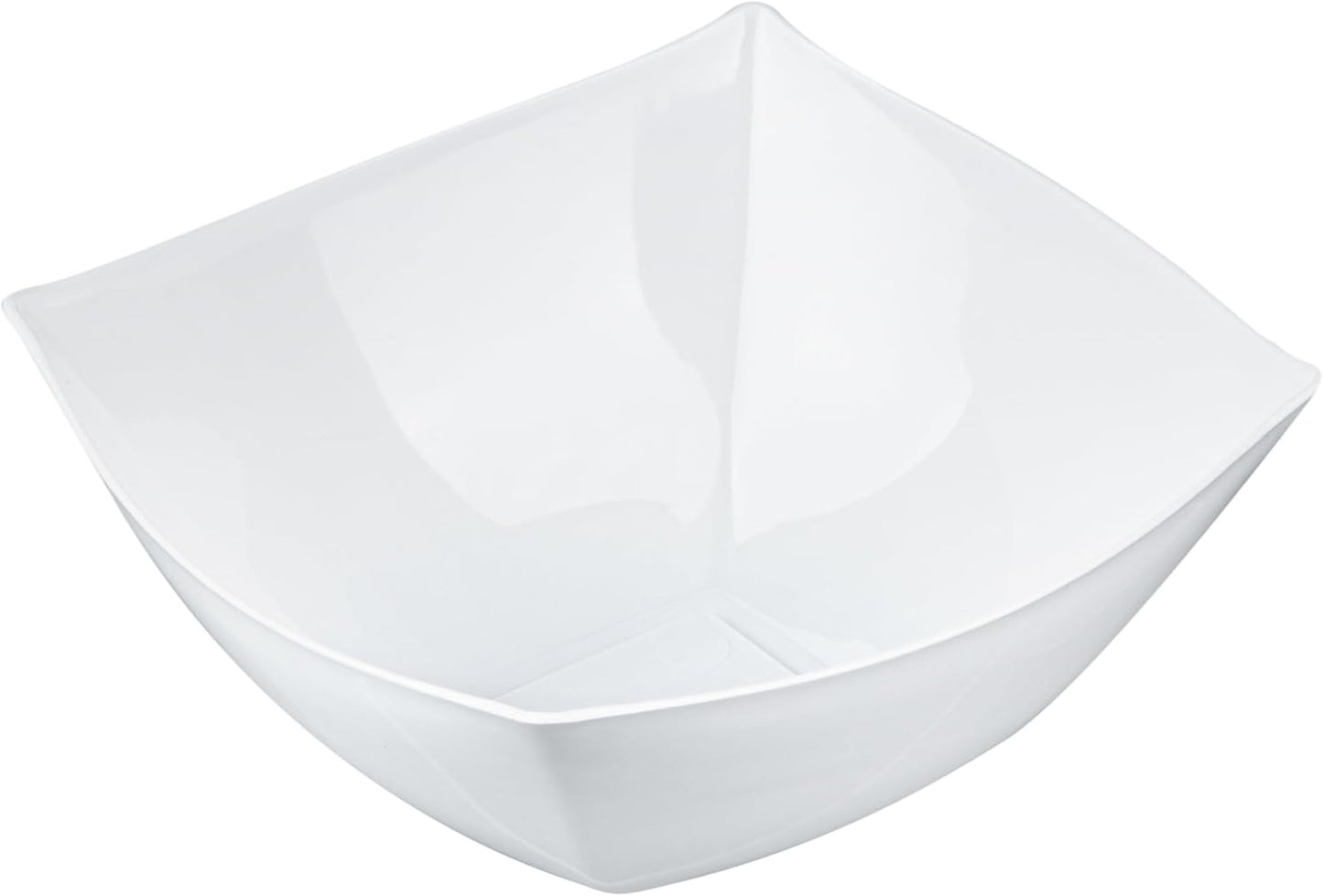 Restaurantware Moderna 8 Ounce Fancy Plastic Bowls 100 Square Disposable Salad Bowls - Durable Heavy-duty White Plastic Bowls For Warm And Cold Foods