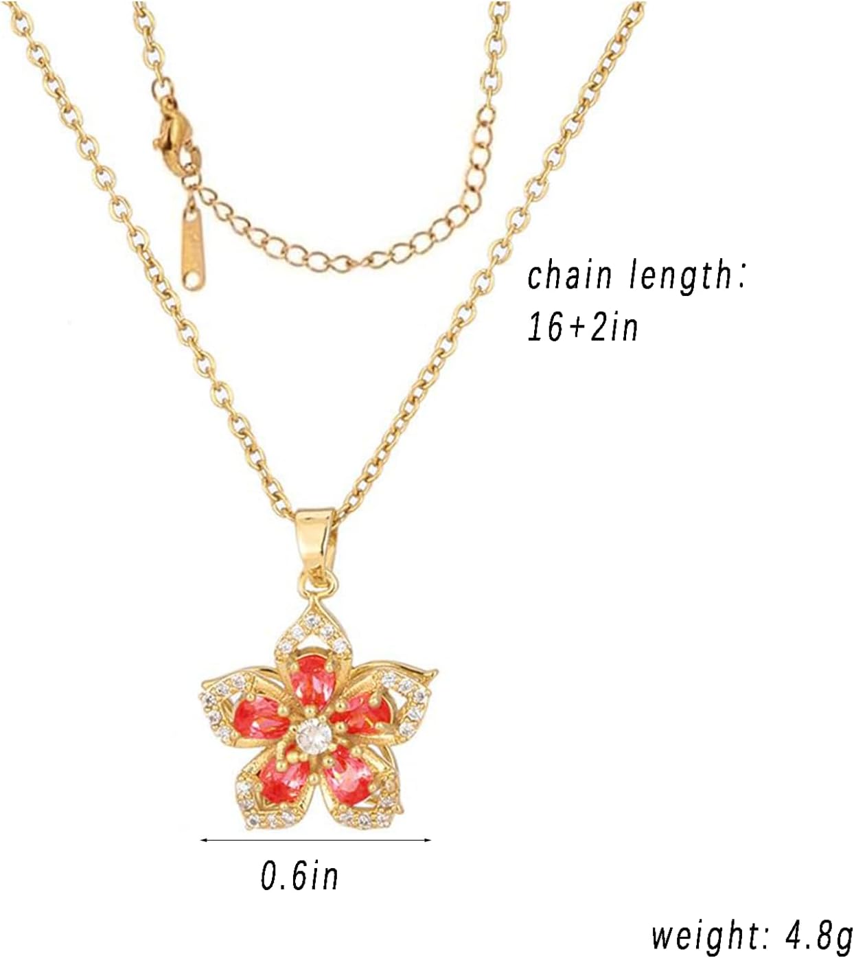 Necklace for Women Gold Flower Fidget Necklace Rotatable Crystal Silver Blossom Pendant Necklaces Adjustable Spinning Fidget Necklaces Redbud Flower Choker Funny Gift Jewelry