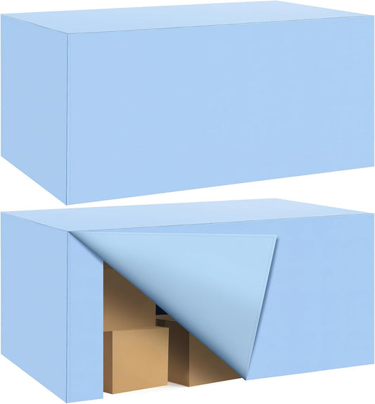 Ascoza 2 Pack Fitted Tablecloth for 6 Foot Rectangle Tables 72 x 30 Inch Blue Mist Table Covers Water Resistant Polyester Table Cloth for Wedding, Parties,Display, Trade Show (Blue Mist)