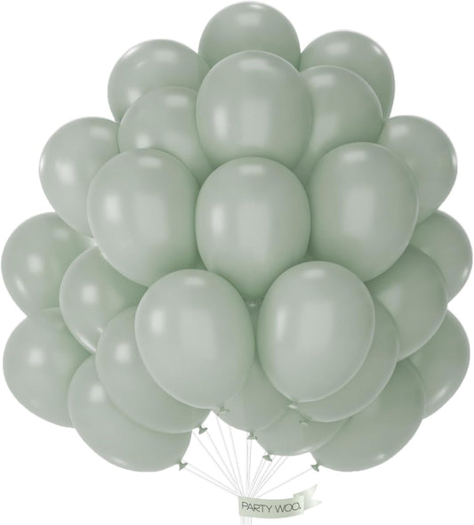 PartyWoo Dusty Green Balloons 50 pcs 12 Inch Matte Sage Boho Green Eucalyptus Balloons for Wedding Baby Shower Gender Reveal Birthday Graduation Jungle Safari Party Decorations Green-F59