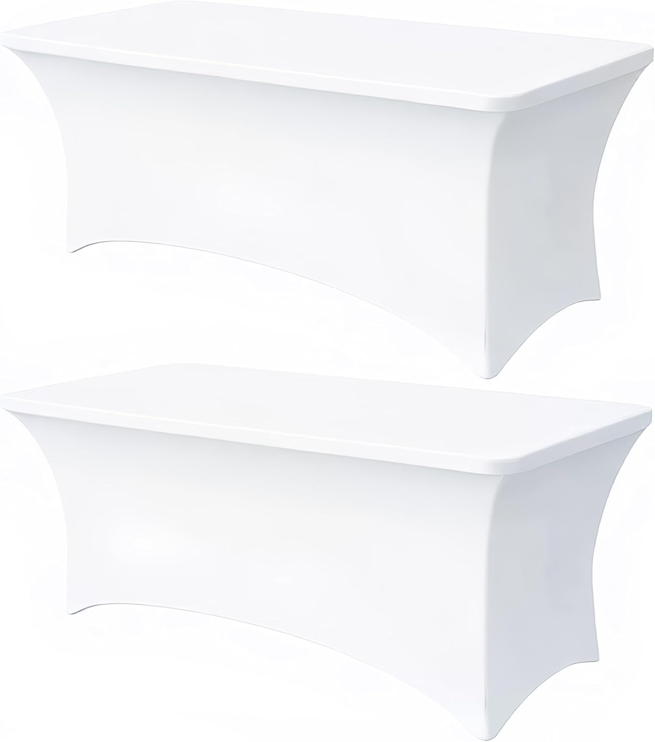 6FT White Table Cloth - 2 Pack Fitted Stretch Rectangle Spandex Tablecloth, Washable Table Cover for Party, Picnic, Wedding, Banquet, Birthday and Festival(30" x 72")