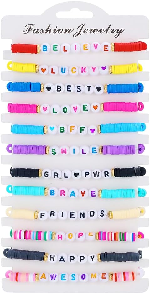 Friendship Bracelets Boho Stackable Bracelets for Women Surfer Heishi Clay Bead Bracelets Stretch Preppy Bracelets Colorful Boho Bracelets for Women