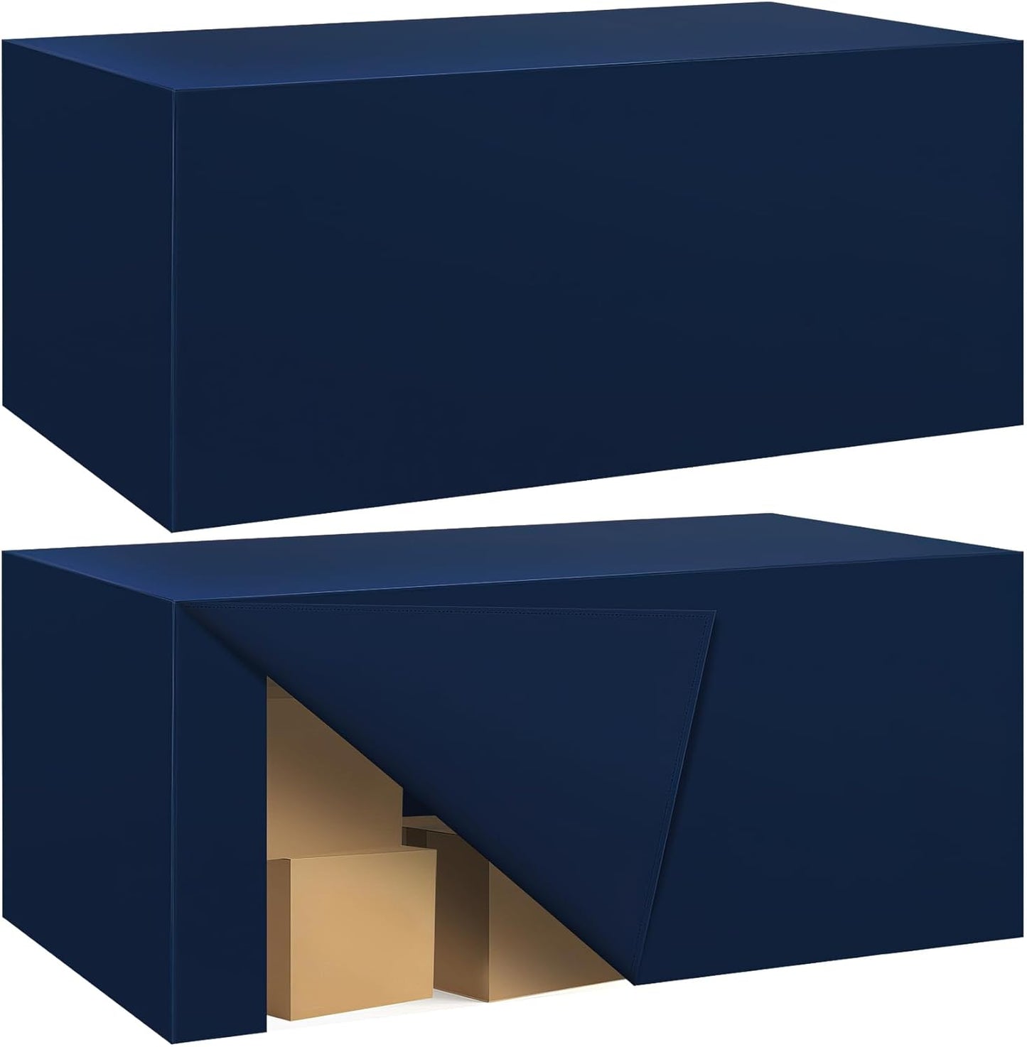 Ascoza 2 Pack Fitted Tablecloth for 8 Foot Rectangle Tables 96 x 30 Inch Navy Table Covers Water Resistant Polyester Table Cloth for Wedding, Parties,Display, Trade Show (Navy)