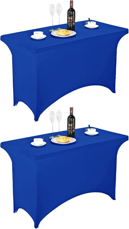 FORLIFE 2Pack Spandex Table Covers，Fitted Tablecloth for Rectangular Tables, Stretch Patio Table Covers, Universal Spandex Table Cover for Wedding, Banquet, Party (4ft, Royal)