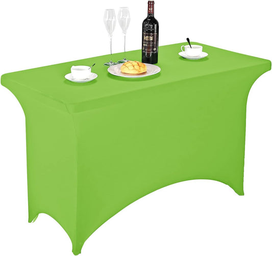 FORLIFE Spandex Table Cover - Fitted 4ft Rectangular Tablecloth, Stretch Patio Cover, Universal for Wedding, Banquet, Party (Apple Green)