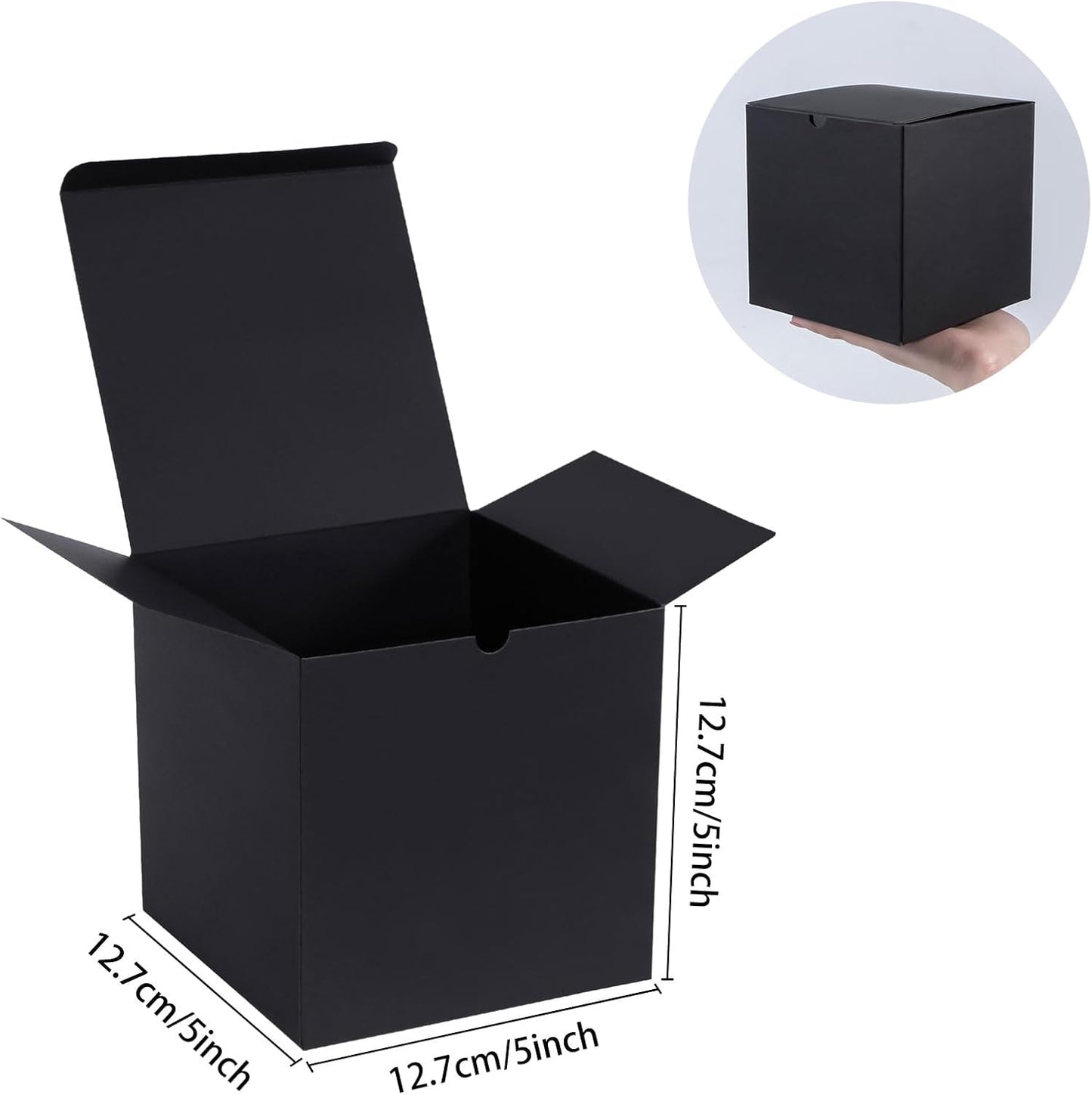 Gift Boxes with Lid 5x5x5 inches 50 Pack Black Paper Gifts Boxes Large Boxes for Presents, Bridesmaid Proposal, Wedding, Birthday