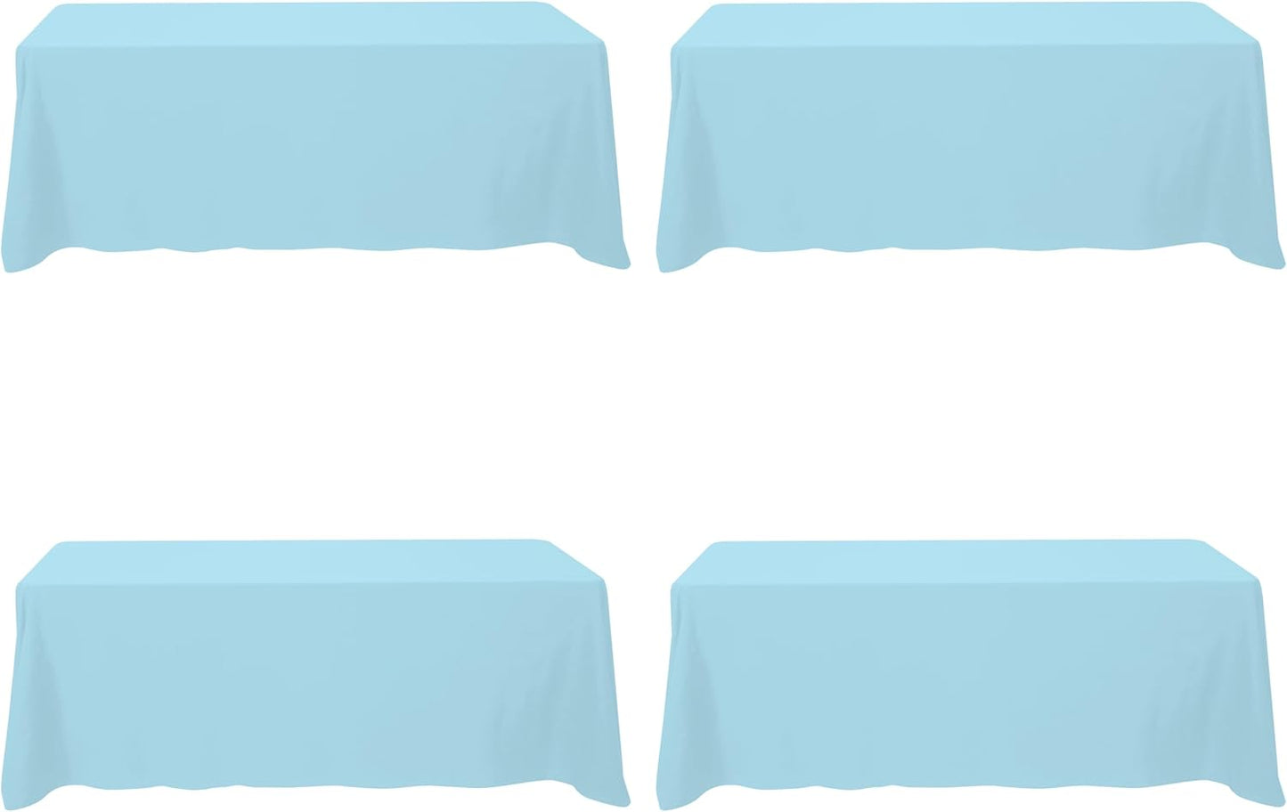 BRILLMAX 4 Pack Light Blue Tablecloths for 8 Foot Rectangle Tables 90 x 156 Inch - 8ft Rectangular Bulk Linen Polyester Fabric Washable Cloth Cover for Wedding Reception Banquet Birthday Party