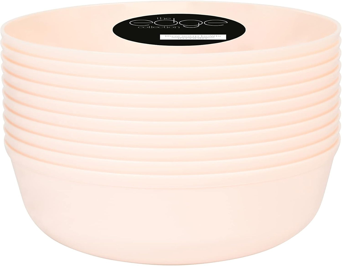 PLASTICPRO [30 Pack 16 OZ Bowls] Edge Collection Pink Plastic Party Soup Bowls Premium heavyweight Elegant Disposable Tableware Dishes