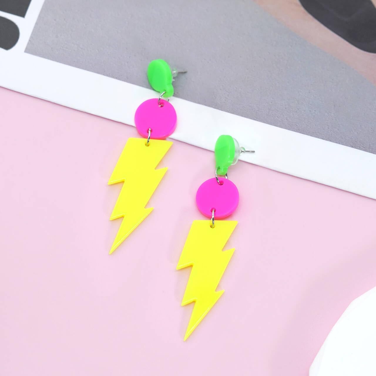 80s 90s Retro Cassette Tape Neon Earrings for Women Acrylic Radio Earring Set for 80s 90s Accessories Cosplay Party Jewelry Gifts