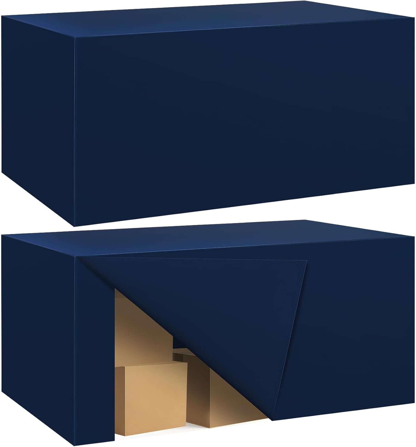 Ascoza 2 Pack Fitted Tablecloth for 6 Foot Rectangle Tables 72 x 30 Inch Navy Table Covers Water Resistant Polyester Table Cloth for Wedding, Parties,Display, Trade Show (Navy)