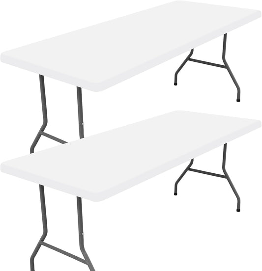 Spandex 5 Foot Rectangle Table Cloth 2 Pack, Elastic Fitted Tablecloths for Picnic, Stretch Washable Patio Table Cover for Outdoor, Camping, Banquet and Parties (White, 36"x60")
