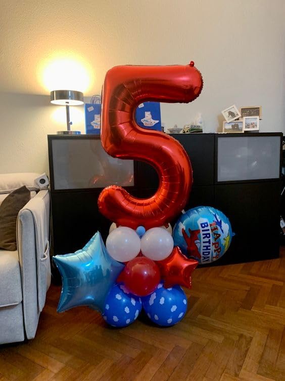 Red Number 10 Balloon 40 inch, 10 Number Balloons, 10th Red Birthday Decorations, 10 Year Old Girls Boys Party Supplies