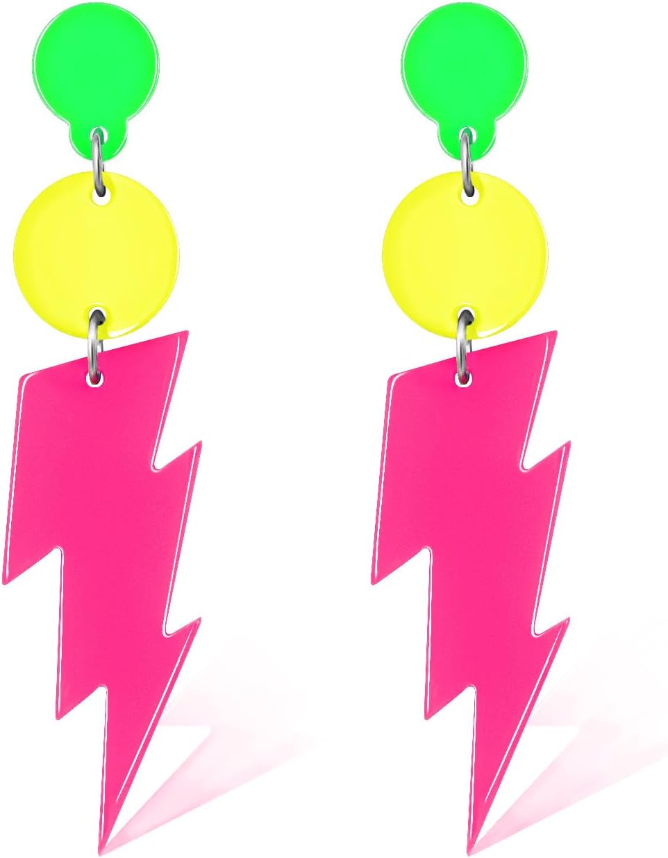 80s Neon Earrings for Women Acrylic Lightning Bolt Drop Earrings Retro 80s 90s Glow Party Accessories Neon Jewelry for Halloween Costume Outfit