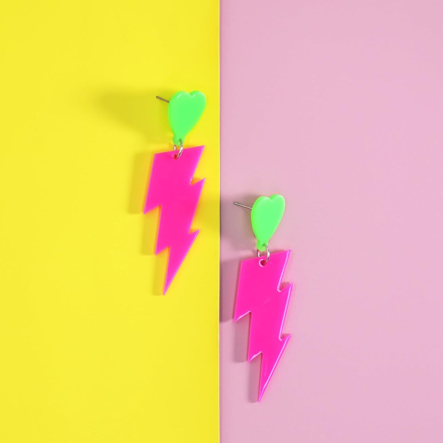 80s Neon Earrings for Women Acrylic Lightning Bolt Drop Earrings Retro 80s 90s Glow Party Accessories Neon Jewelry for Halloween Costume Outfit