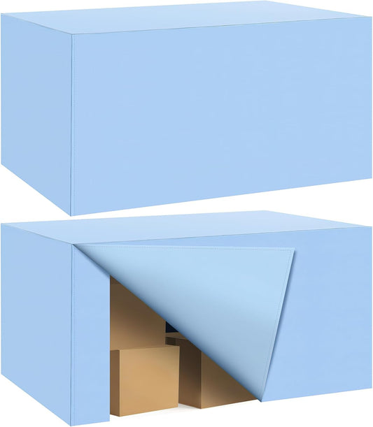 Ascoza 2 Pack Fitted Tablecloth for 4 Foot Rectangle Tables 48 x 24 Inch Blue Mist Table Covers Water Resistant Polyester Table Cloth for Wedding, Parties,Display, Trade Show (Blue Mist)