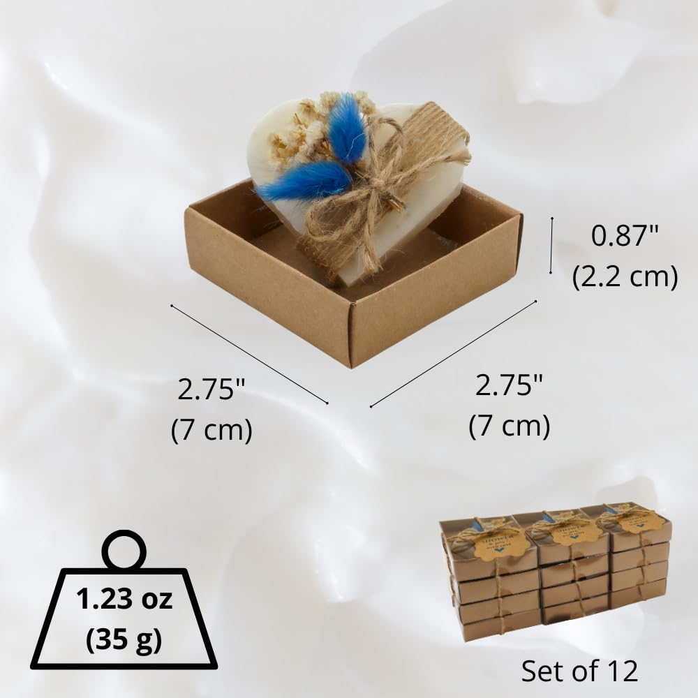 12 Set Baby Shower Favors for Guests, Handmade Scented Heart Soap Gifts for Baby Boy, Bulk Wedding Bridal Shower Favors, Party Decoration for Gender Reveal Souvenirs