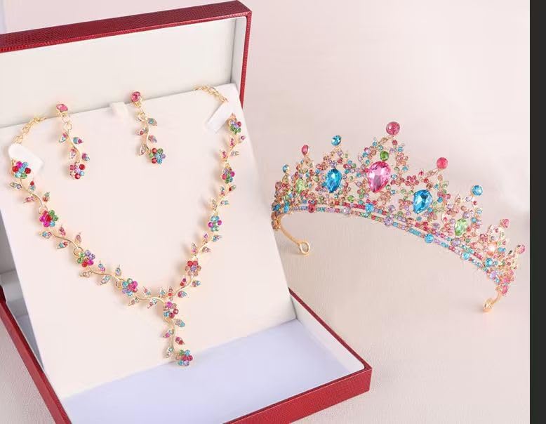 Kamirola Tiaras and Crowns for Women,Tiaras Earrings Necklace, Crystal Bridal Jewelry Set, Costume Party Halloween Prom Pageant Jewelry for Women(TR45)