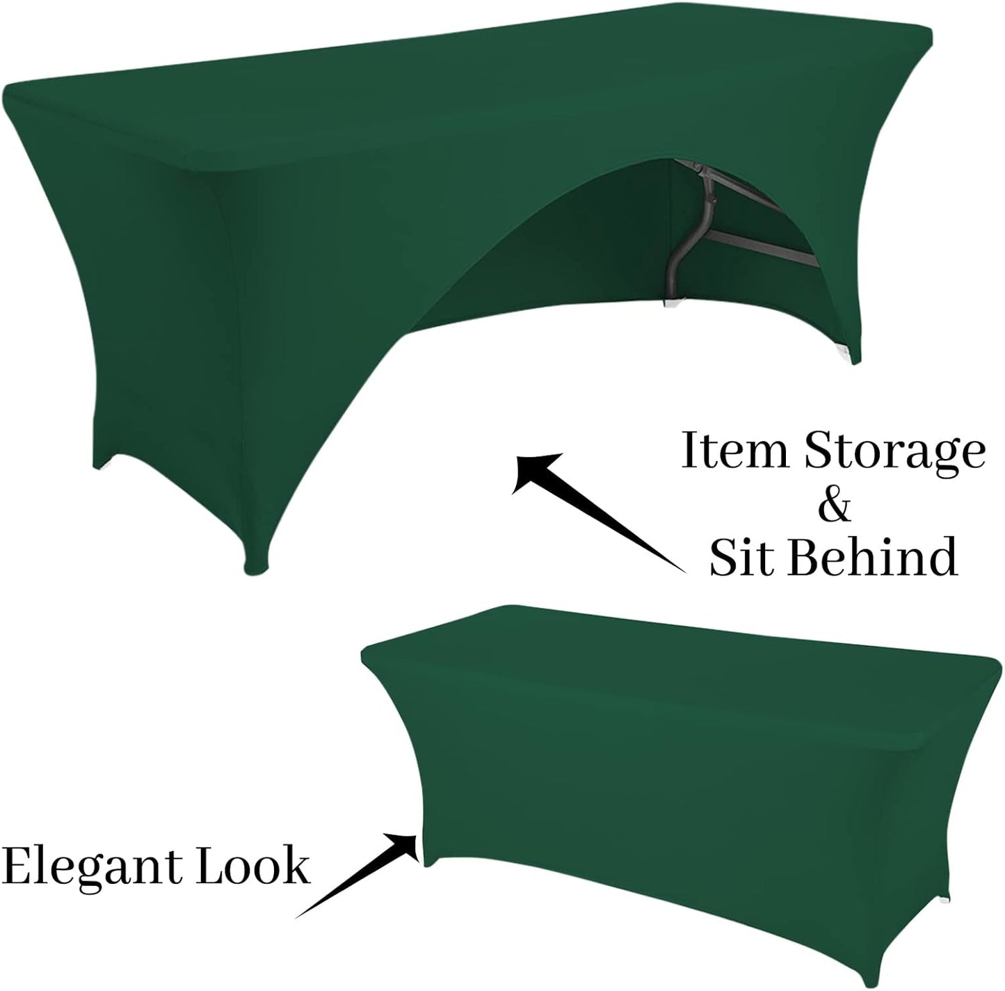 Spandex Table Cover 4 ft. Fitted Polyester Tablecloth Stretch Table Cover Table Topper Open Back - Emerald Green