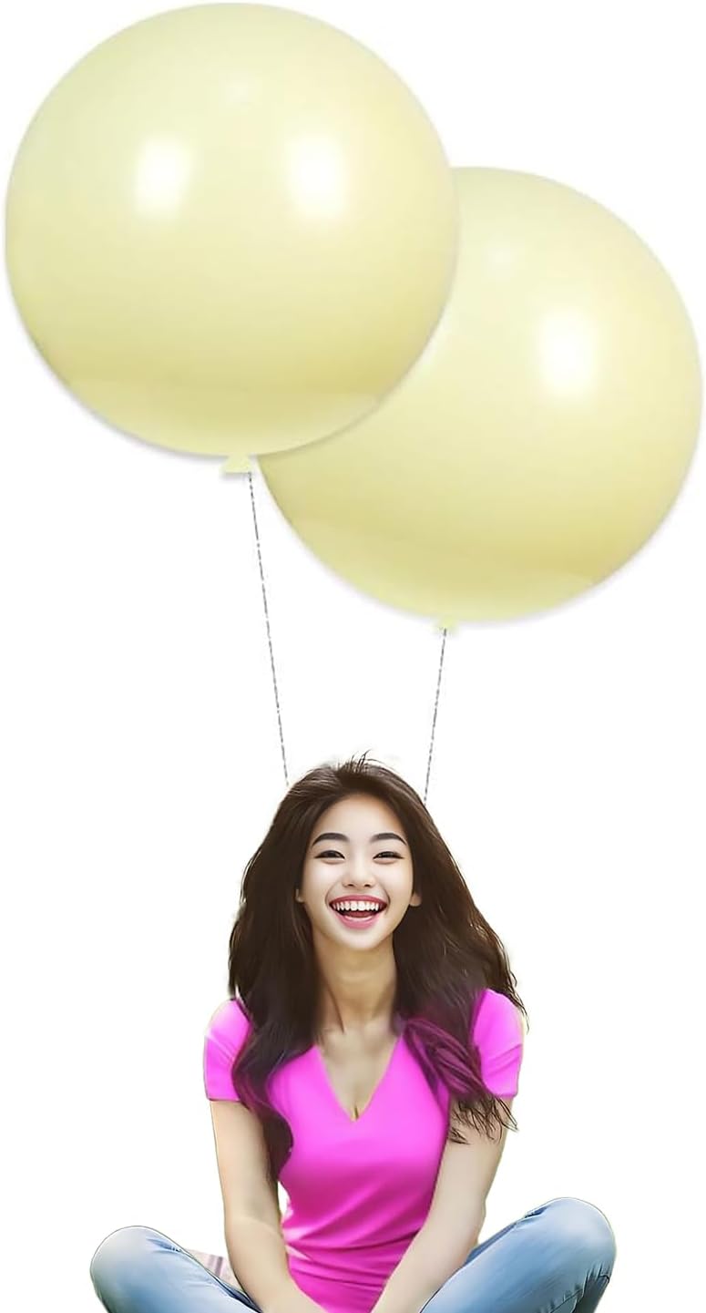 24 Inch Latex Round Balloons 10 Pack Macaron Yellow Thick Big Balloons for Photo Shoot Wedding Baby Shower Birthday Party Decorations by IN-JOOYAA