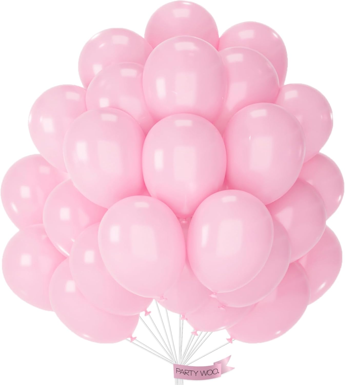 PartyWoo Light Pink Balloons 50 pcs 12 Inch Pastel Baby Pale Pink Latex Balloons for Baby Shower Gender Reveal Valentine's Day Engagement Wedding Princess Birthday Party Decorations Pink-Y48