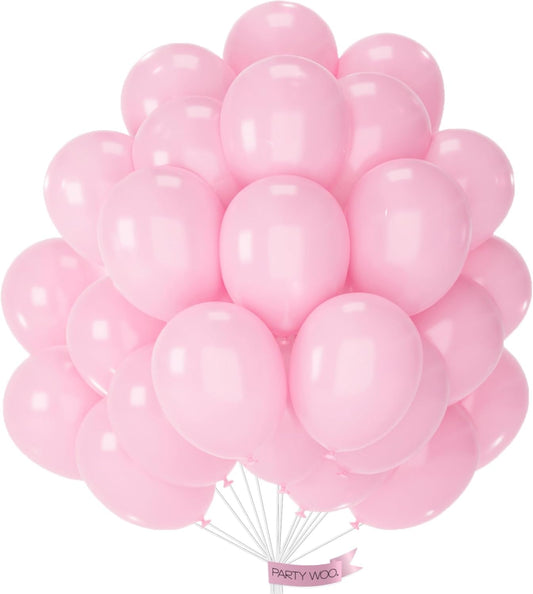 PartyWoo Light Pink Balloons 50 pcs 12 Inch Pastel Baby Pale Pink Latex Balloons for Baby Shower Gender Reveal Valentine's Day Engagement Wedding Princess Birthday Party Decorations Pink-Y48