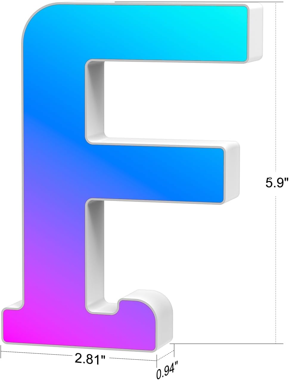 Light Up Letters Marquee Letter - Music Sync RGB Color Changing LED Lights Letter Logo Game Lights for Girls Women Party Birthday Christmas Valentine's Day Wall Desktop Decoration (MRGB-F)