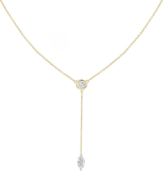 Gold Necklace for Women, Dainty Gold Long Necklaces 14k Gold Plated Prom Lariat Necklace Cute Choker Necklaces for Women Trendy Stuff Fashion Costume Gold Accessories Christmas Jewelry Gifts