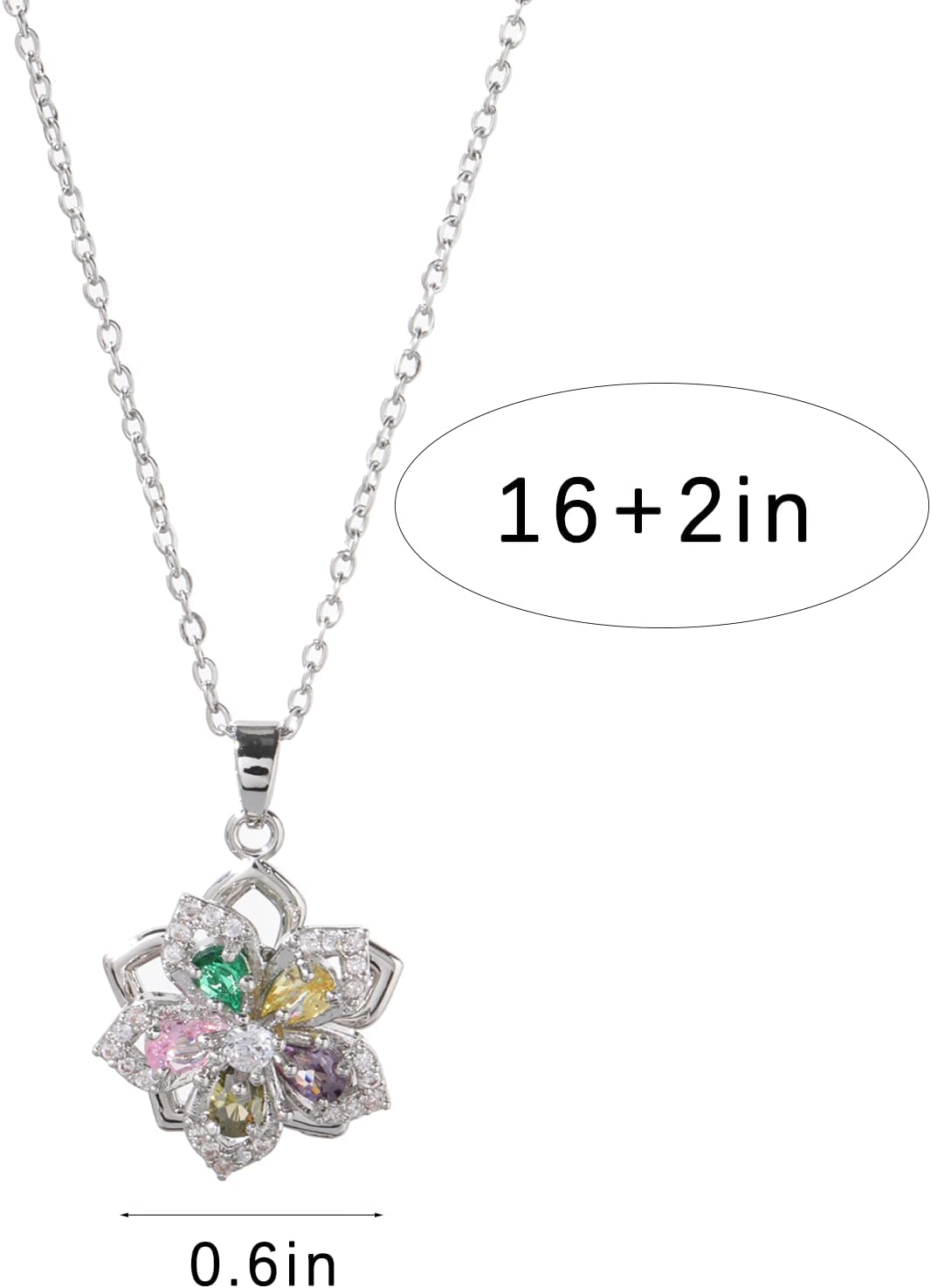 Necklace for Women Gold Flower Fidget Necklace Rotatable Crystal Silver Blossom Pendant Necklaces Adjustable Spinning Fidget Necklaces Redbud Flower Choker Funny Gift Jewelry