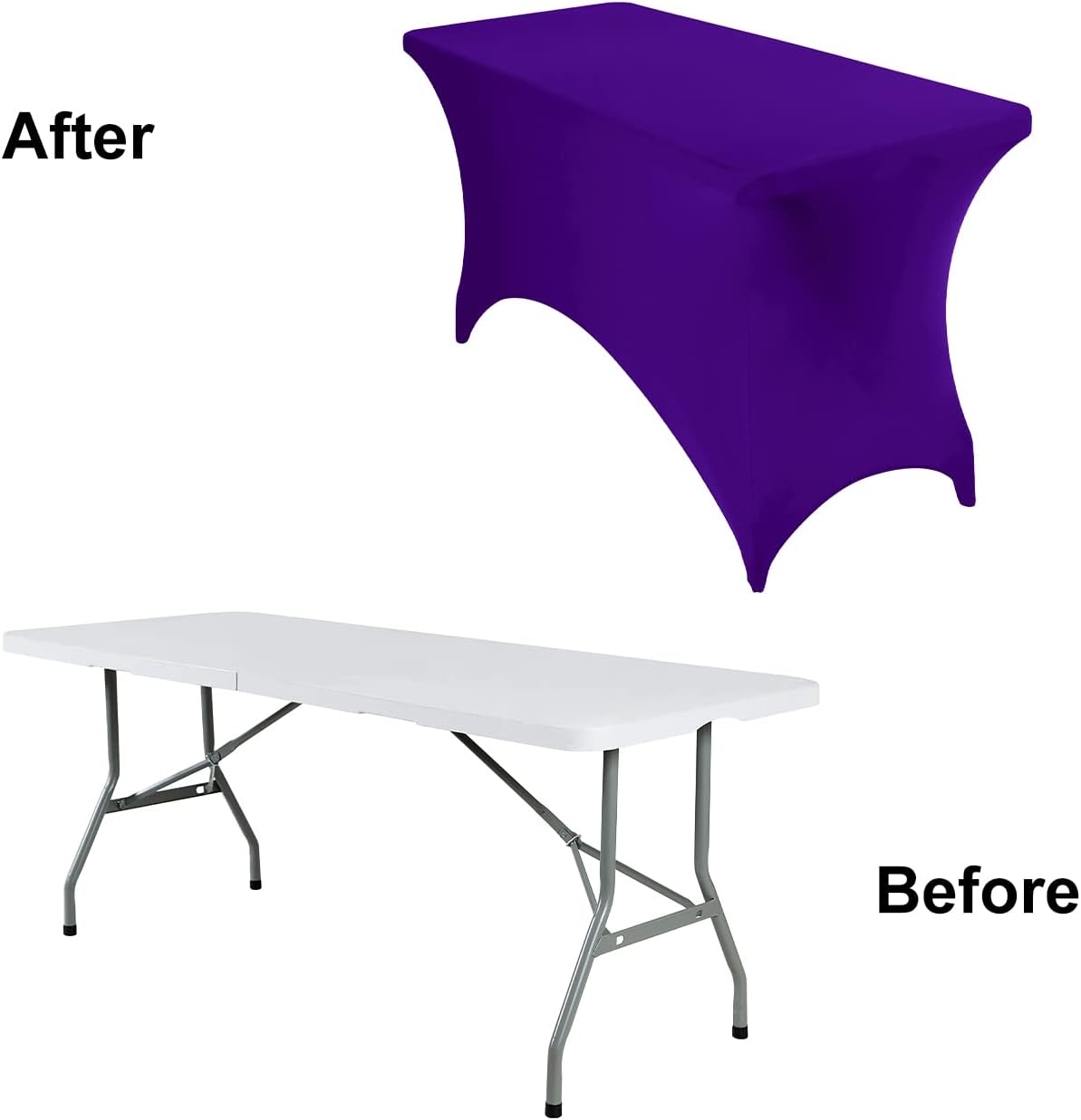 2Pack Spandex Waterproof Table Covers 4ft，Spandex 4ft Waterproof Table Cover for Party,Wedding, Banquet, and Events(Purple)