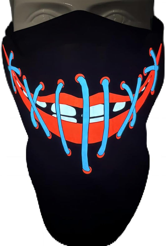 LED Halloween Mask Sound Reactive Light Up Mask Scary Masks for Costumes Cosplay,Music Party,Rave Events, EDC