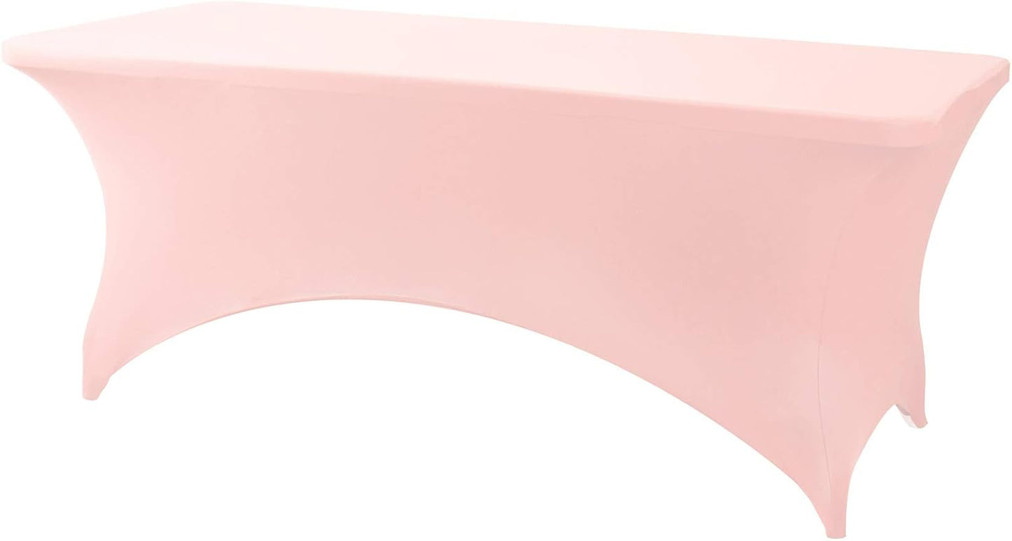 FORLIFE 2Pack Spandex Table Covers，Fitted Tablecloth for Rectangular Tables, Stretch Patio Table Covers, Universal Spandex Table Cover for Wedding, Banquet, Party (6ft, Blush Pink)