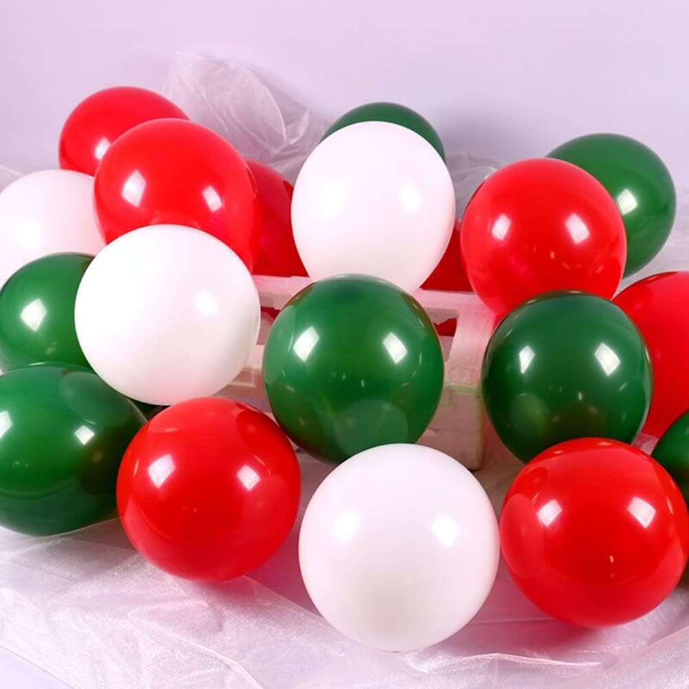300 Pack Red Green and White Balloons - 5 Inch Mini Red Dark Green White Latex Small Balloons - 100 of Each Colors for Party Balloons Arch Wreath Assorted Colors Decorations