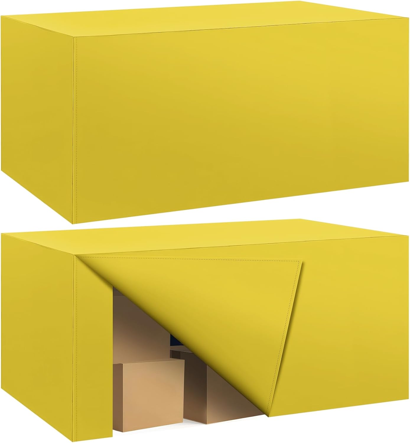 Ascoza 2 Pack Fitted Tablecloth for 6 Foot Rectangle 72 x 30 Inch Yellow Table Covers Water Resistant Polyester Cloth for Folding, Parties,Display, Trade Show (Yellow)