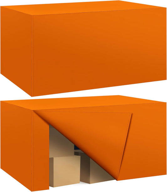 Ascoza 2 Pack Fitted Tablecloth for 4 Foot Rectangle 48 x 24 Inch Orange Table Covers Water Resistant Polyester Cloth for Folding, Parties,Display, Trade Show (Orange)