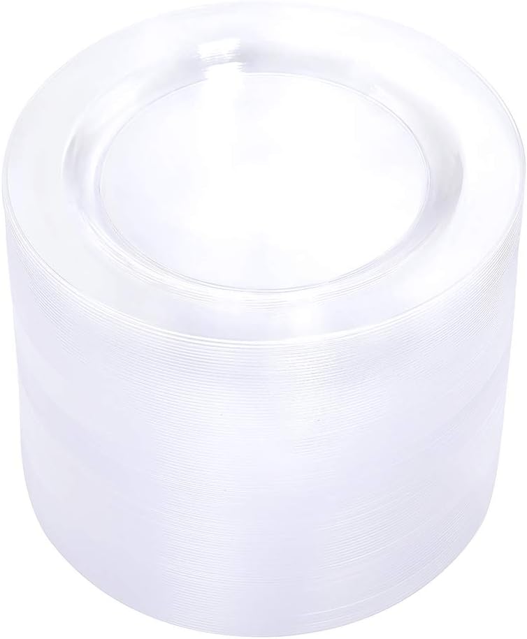 bUCLA 100Pieces Clear Plastic Plates - 6.25inch Premium Hard Disposable Salad/Dessert/Appetizer/Small Cake Plates for Wedding& Party
