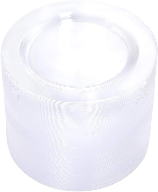 bUCLA 100Pieces Clear Plastic Plates - 6.25inch Premium Hard Disposable Salad/Dessert/Appetizer/Small Cake Plates for Wedding& Party