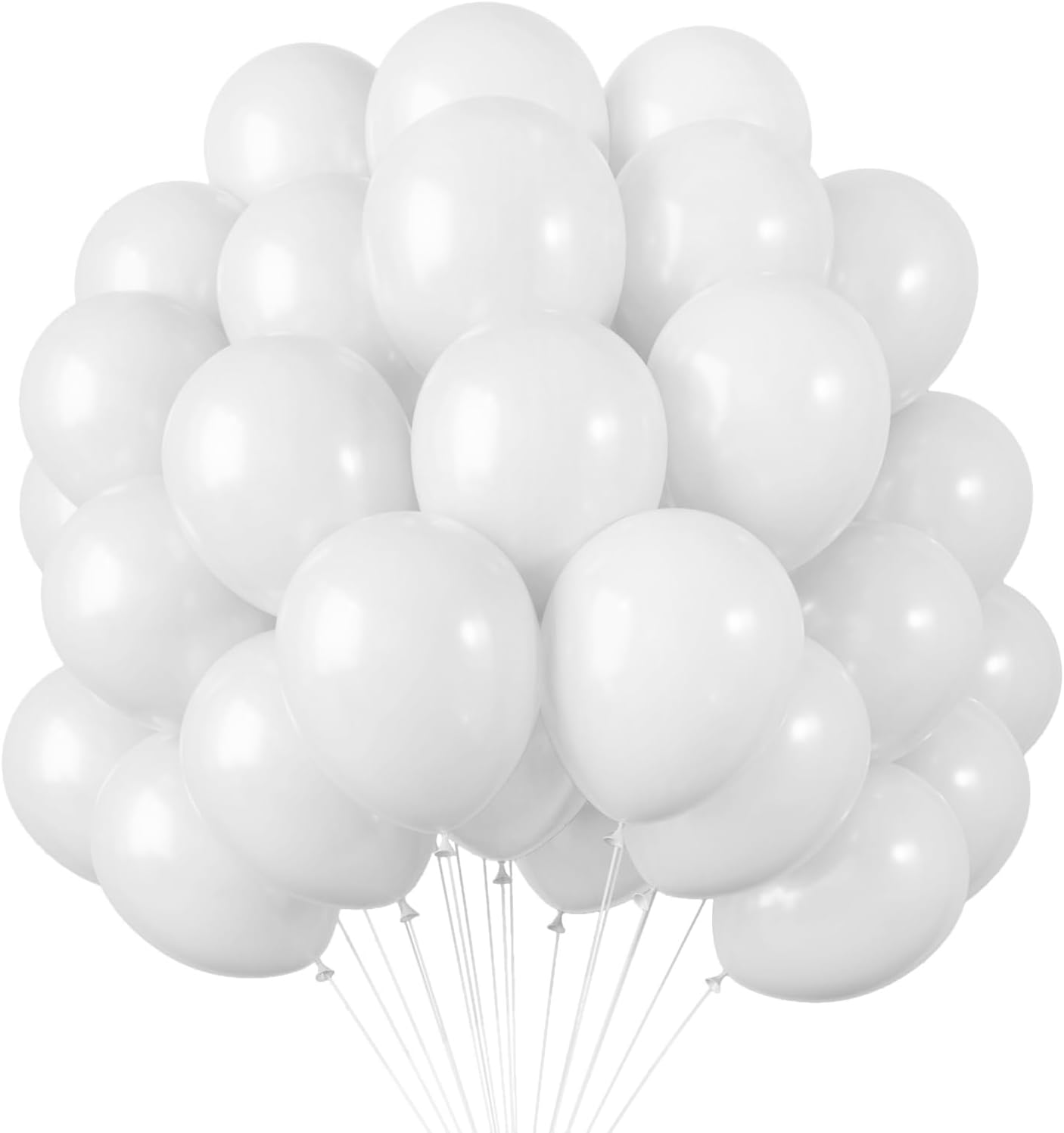 RUBFAC 120pcs 12 Inches White Latex Balloons, Matte White Ballons for Birthday Baby Shower Engagement Bridal Shower Party Wedding Party Supplies Garland Arch Decoration