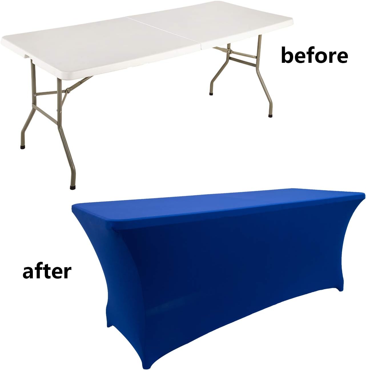 LZY Spandex Fitted Stretch Table Cover for 6 ft or 4ft or 8ft Folding Table, Rectangular Cocktail Tablecloth, Perfect for Party or Banquet